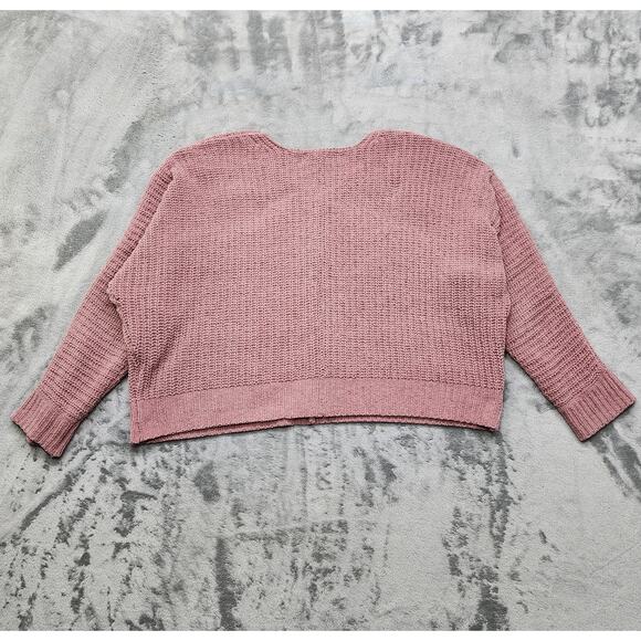 Chloe + Cyrus Sweater Womens XL Pink Tania V-Neck Pullover Crop Dolman Sleeves - Picture 3 of 9